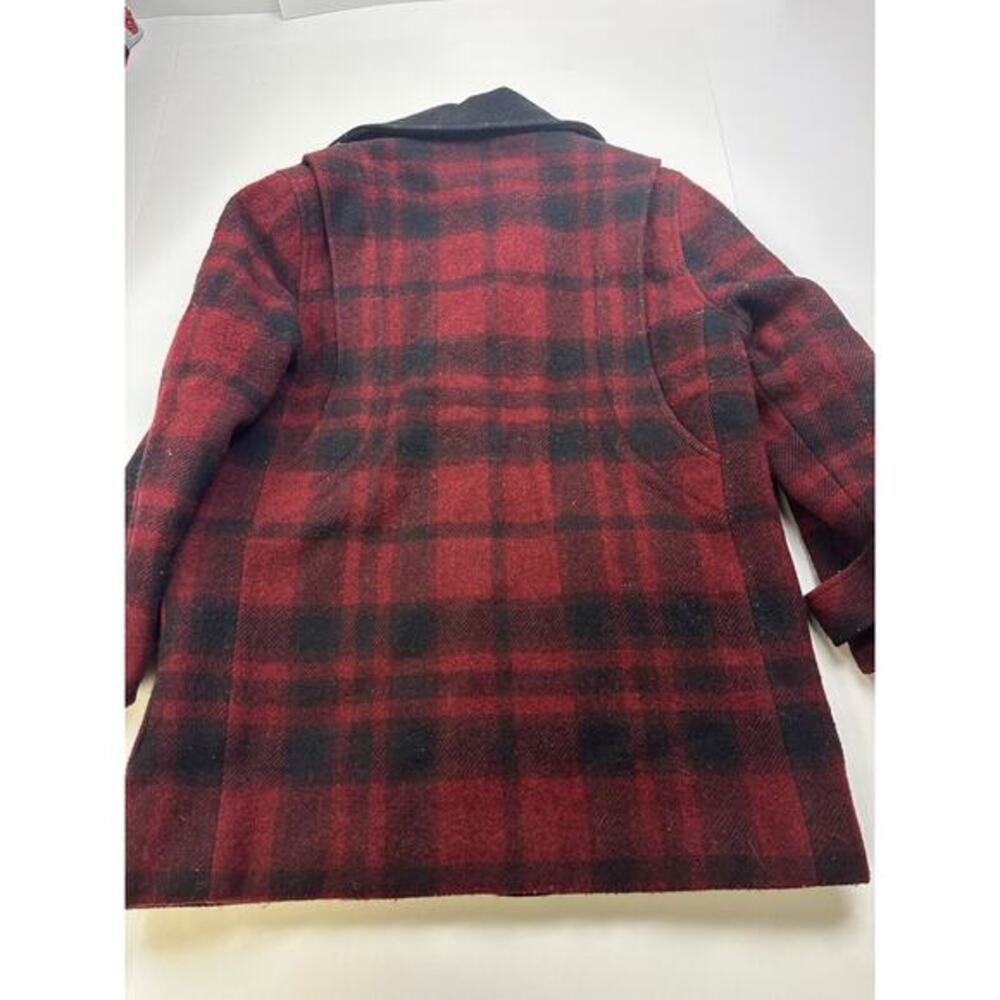 Vintage LL Bean Buffalo Plaid‎ Wool Peacoat Jacket Coat Womens Medium - Picture 10 of 10